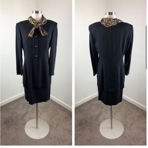 Studio I Petite black long sleeve dress with scarf